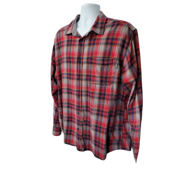 Eddie Bauer Men XXL Plaid Heavy Button-Up Shirt Long Sleeve Work Street Wear Red - Picture 3 of 13